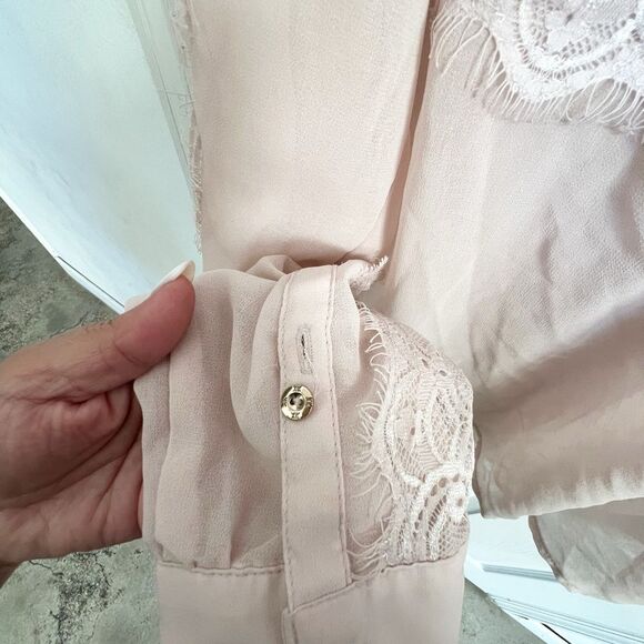 Kardashian KollectionSheer Lace Blouse in Light Pink - Picture 5 of 7
